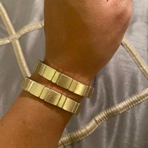 Gold bracelet stack from Evereve